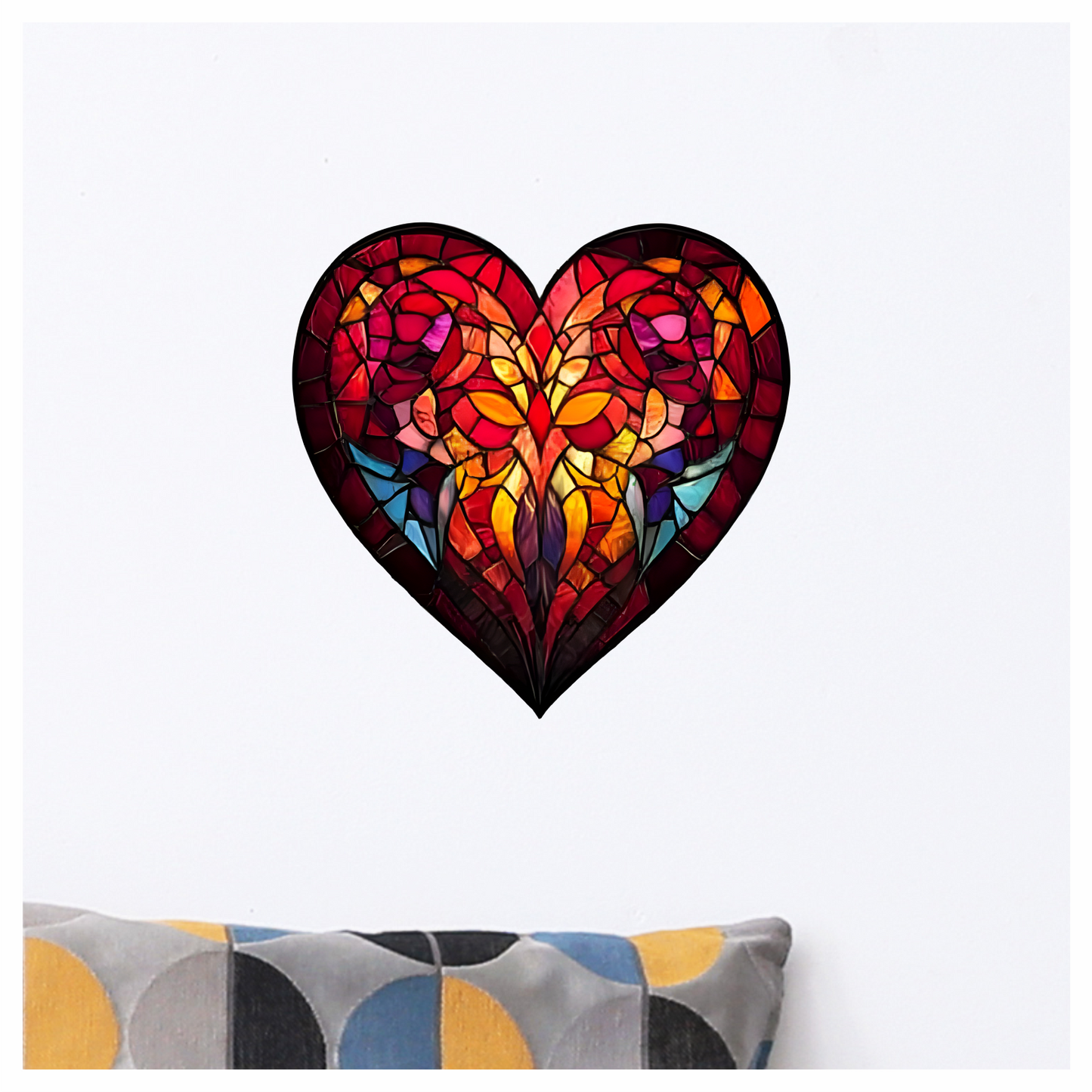 Red Heart Ram Stained Glass Artwork Vinyl Sticker Decal