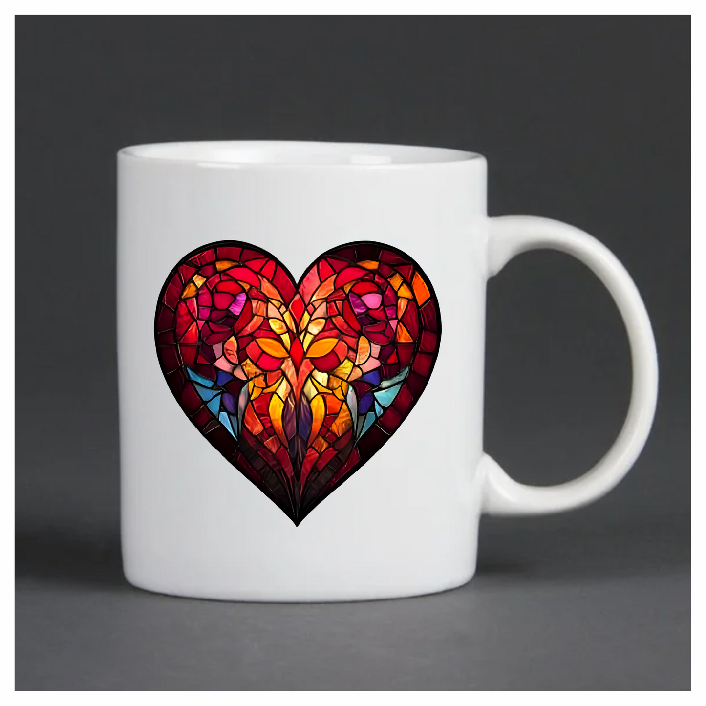 Red Heart Ram Stained Glass Artwork Vinyl Sticker Decal