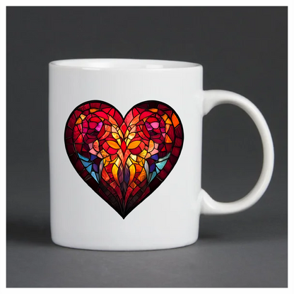 Red Heart Ram Stained Glass Artwork Vinyl Sticker Decal