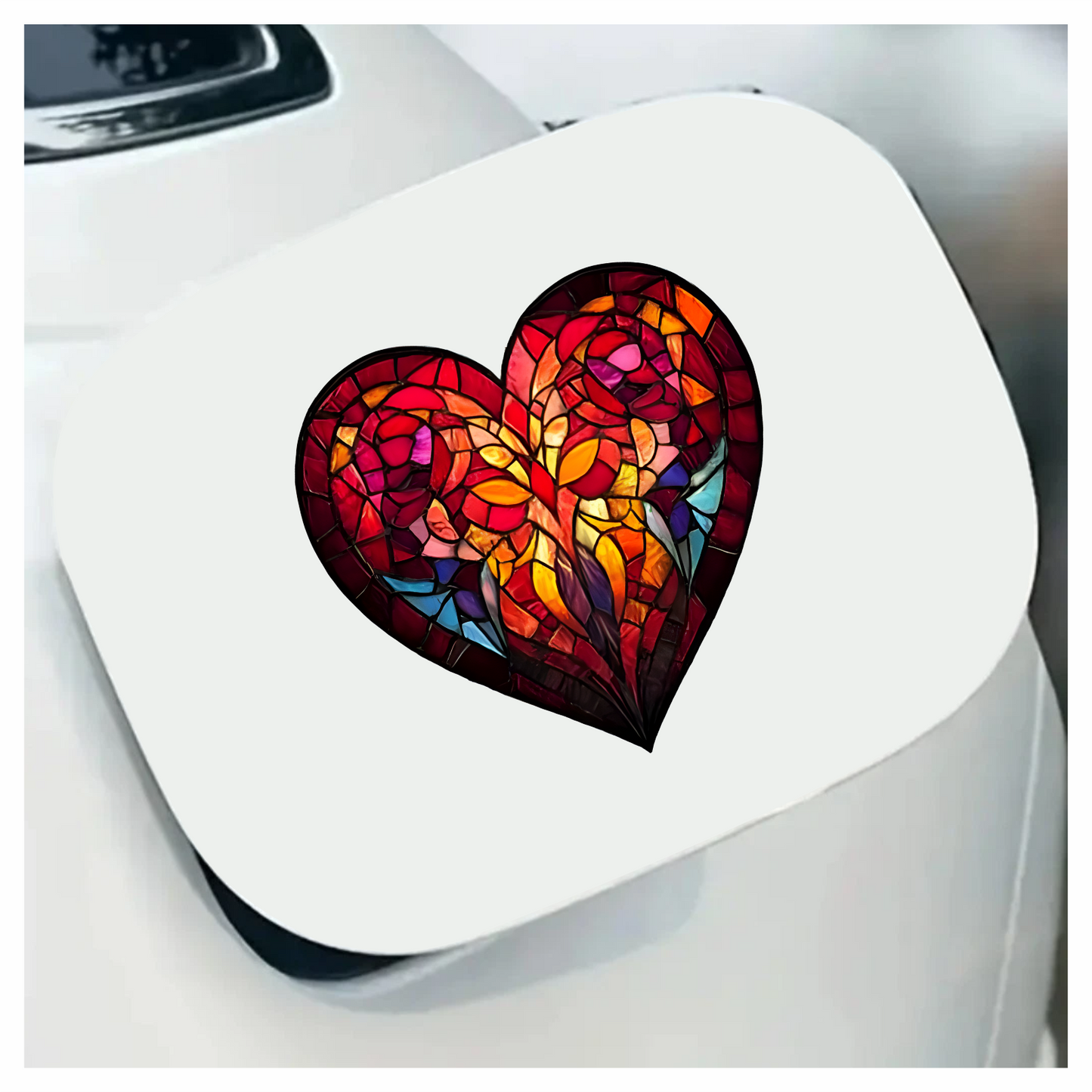 Red Heart Ram Stained Glass Artwork Vinyl Sticker Decal