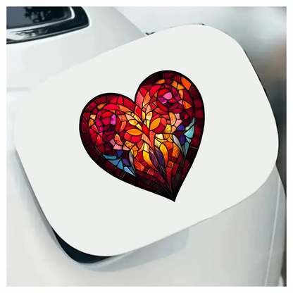 Red Heart Ram Stained Glass Artwork Vinyl Sticker Decal