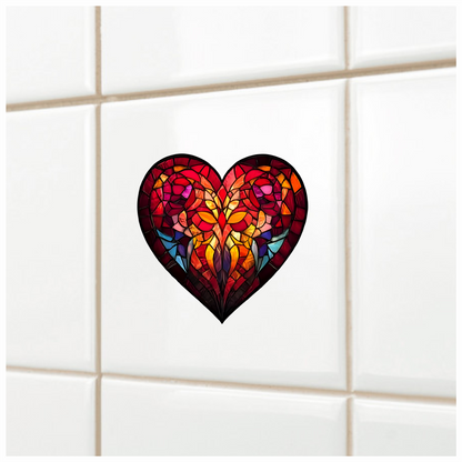 Red Heart Ram Stained Glass Artwork Vinyl Sticker Decal