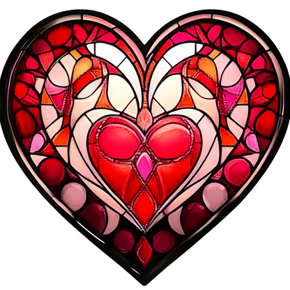 Red Stained Glass Heart Pattern Vinyl Sticker Decal