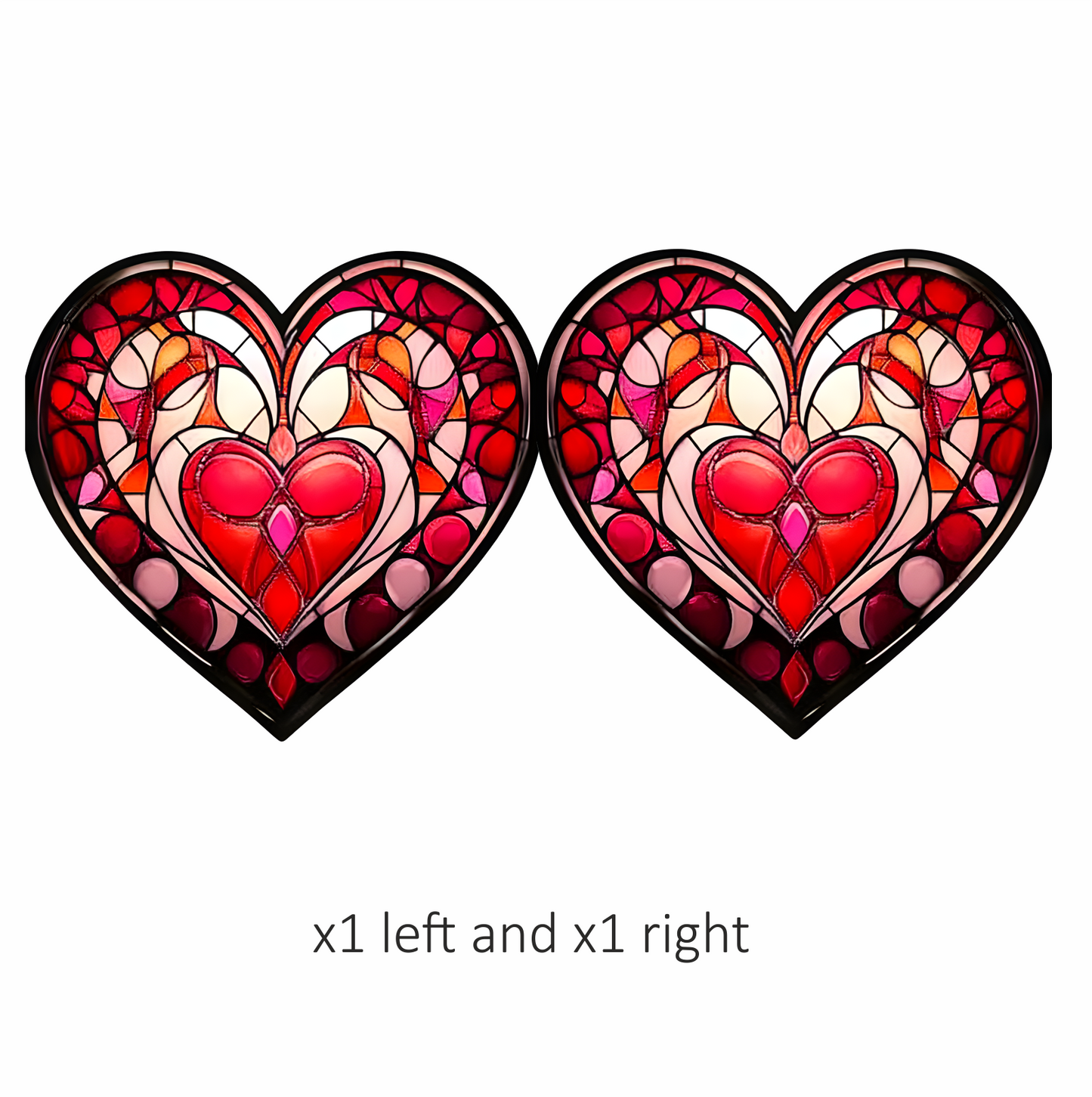 Red Stained Glass Heart Pattern Vinyl Sticker Decal