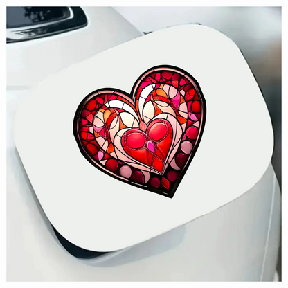 Red Stained Glass Heart Pattern Vinyl Sticker Decal