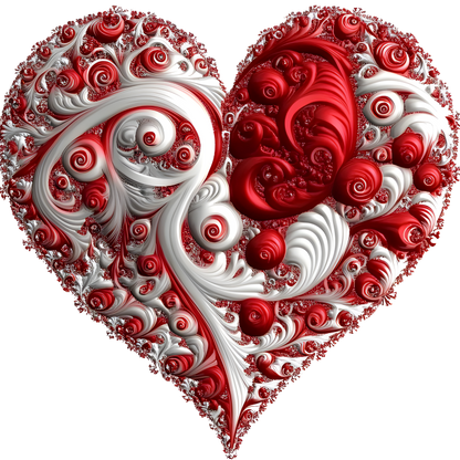 Red Swirls Heart Shape Abstract Design Vinyl Sticker Decal