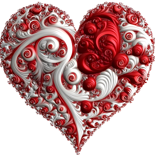 Red Swirls Heart Shape Abstract Design Vinyl Sticker Decal