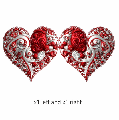 Red Swirls Heart Shape Abstract Design Vinyl Sticker Decal
