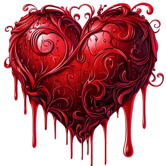 Red Heart Shape Dripping Liquid Vine Vinyl Sticker Decal