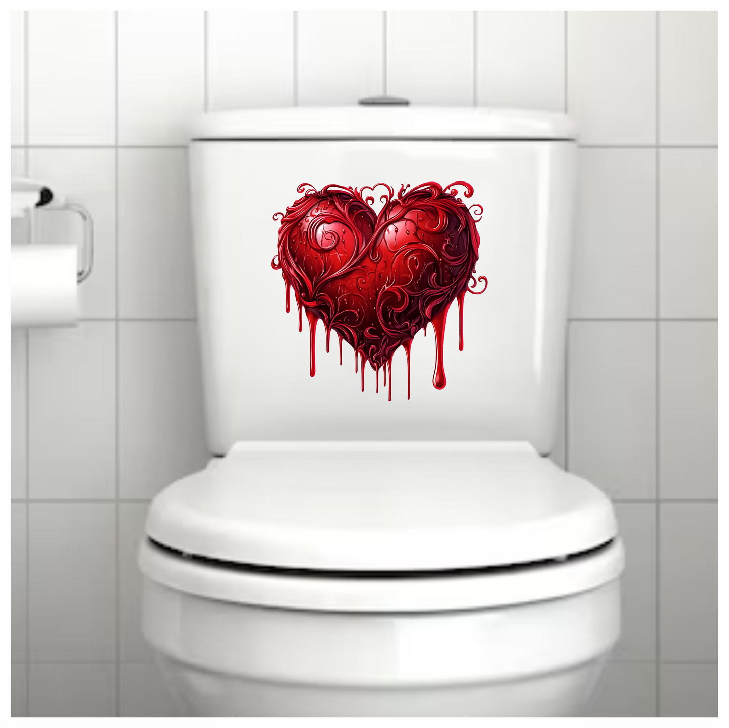 Red Heart Shape Dripping Liquid Vine Vinyl Sticker Decal