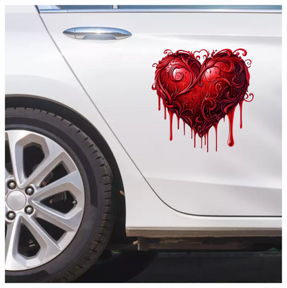 Red Heart Shape Dripping Liquid Vine Vinyl Sticker Decal