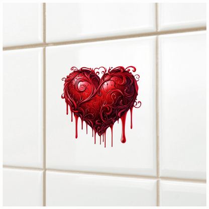 Red Heart Shape Dripping Liquid Vine Vinyl Sticker Decal