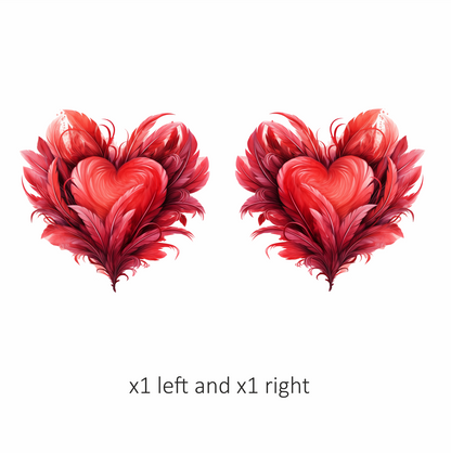 Red Heart Feathers Swirl Elegant Vinyl Sticker Decal