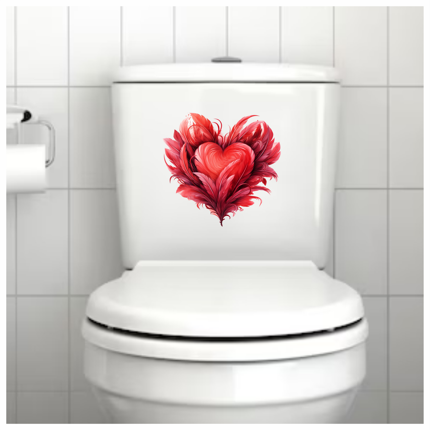 Red Heart Feathers Swirl Elegant Vinyl Sticker Decal
