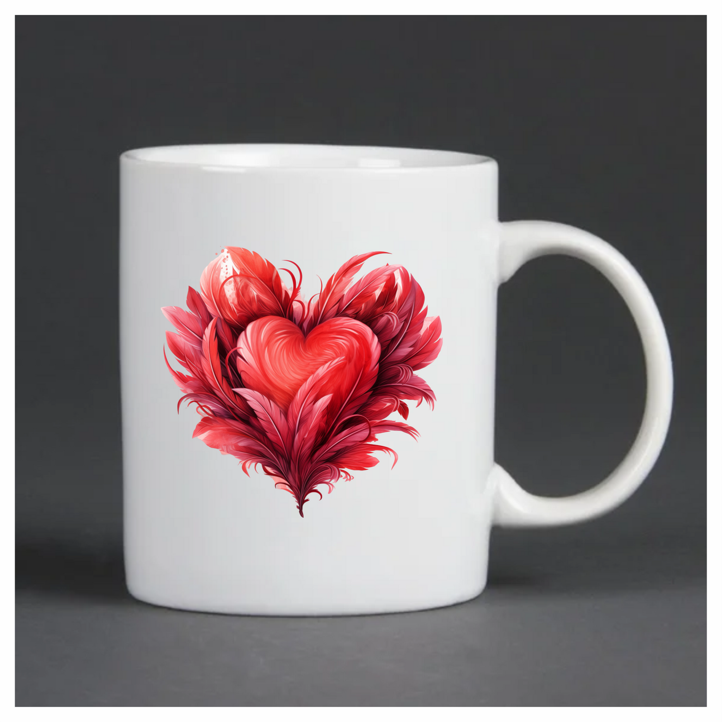 Red Heart Feathers Swirl Elegant Vinyl Sticker Decal