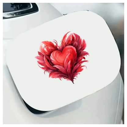 Red Heart Feathers Swirl Elegant Vinyl Sticker Decal