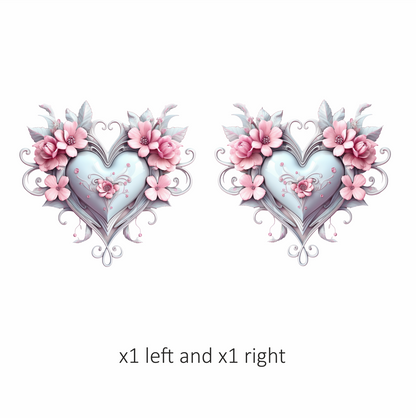 Pink Heart Flowers Swirls Glossy Vinyl Sticker Decal