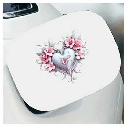 Pink Heart Flowers Swirls Glossy Vinyl Sticker Decal