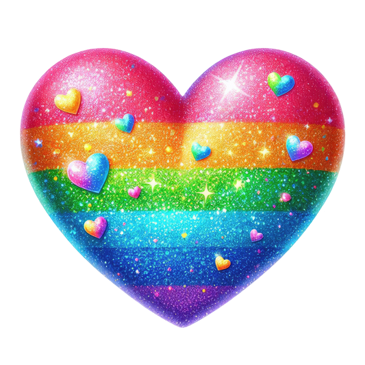 Rainbow Heart Sparkles Glitter Vinyl Sticker Decal