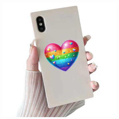 Rainbow Heart Sparkles Glitter Vinyl Sticker Decal