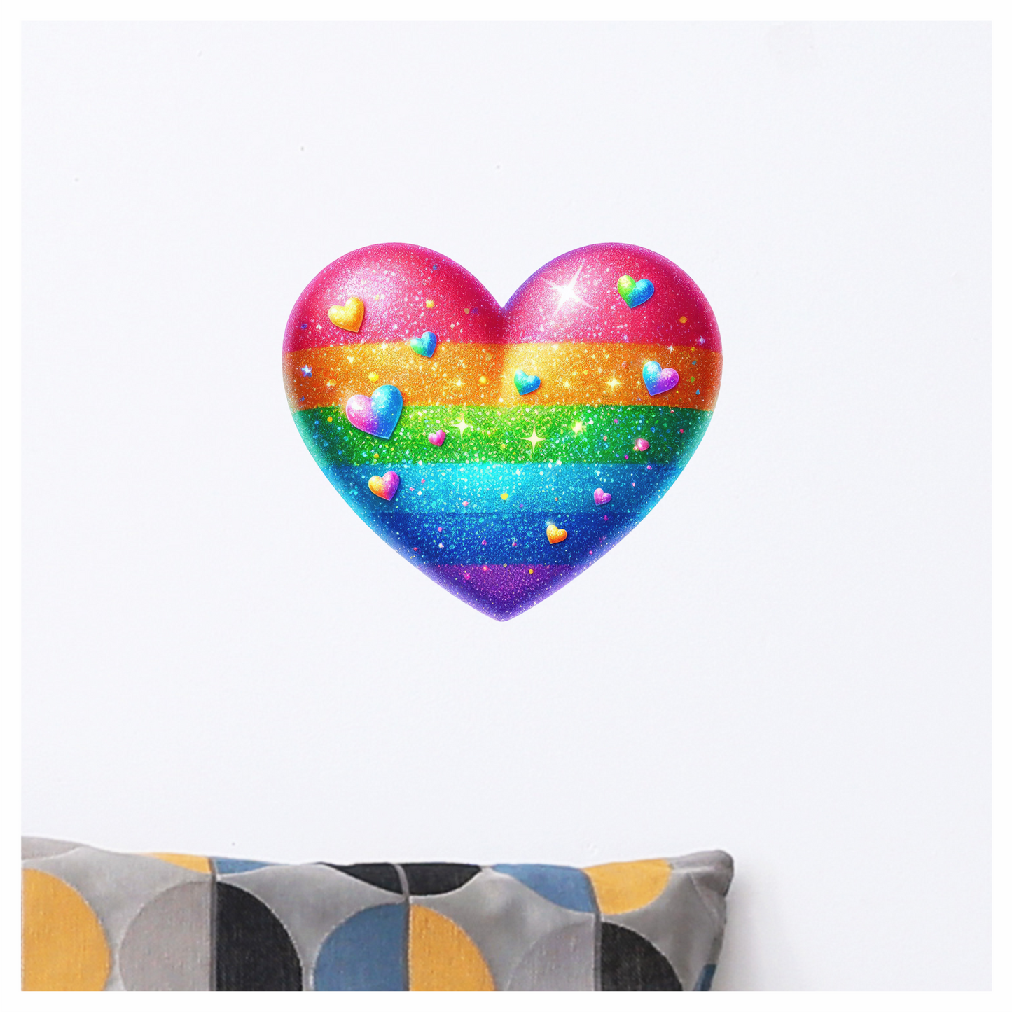 Rainbow Heart Sparkles Glitter Vinyl Sticker Decal