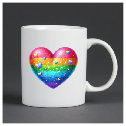 Rainbow Heart Sparkles Glitter Vinyl Sticker Decal