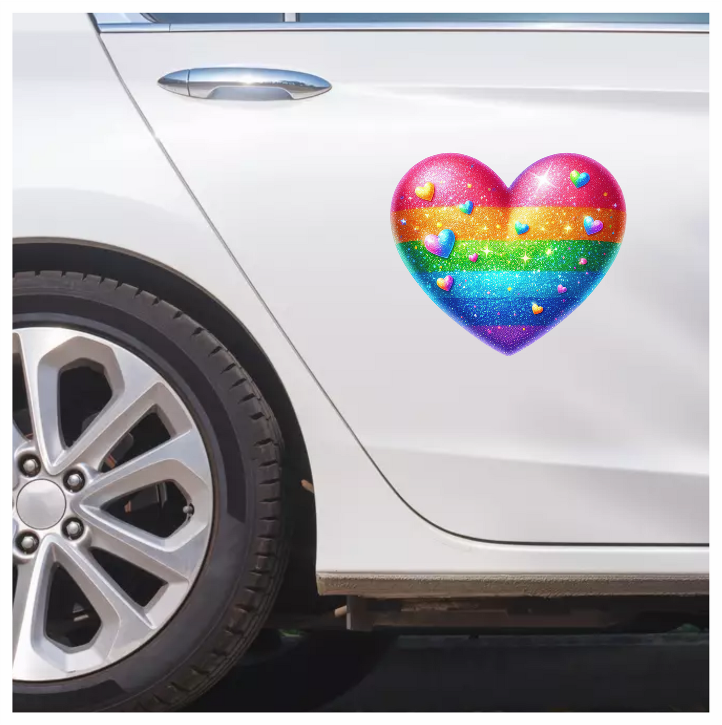 Rainbow Heart Sparkles Glitter Vinyl Sticker Decal