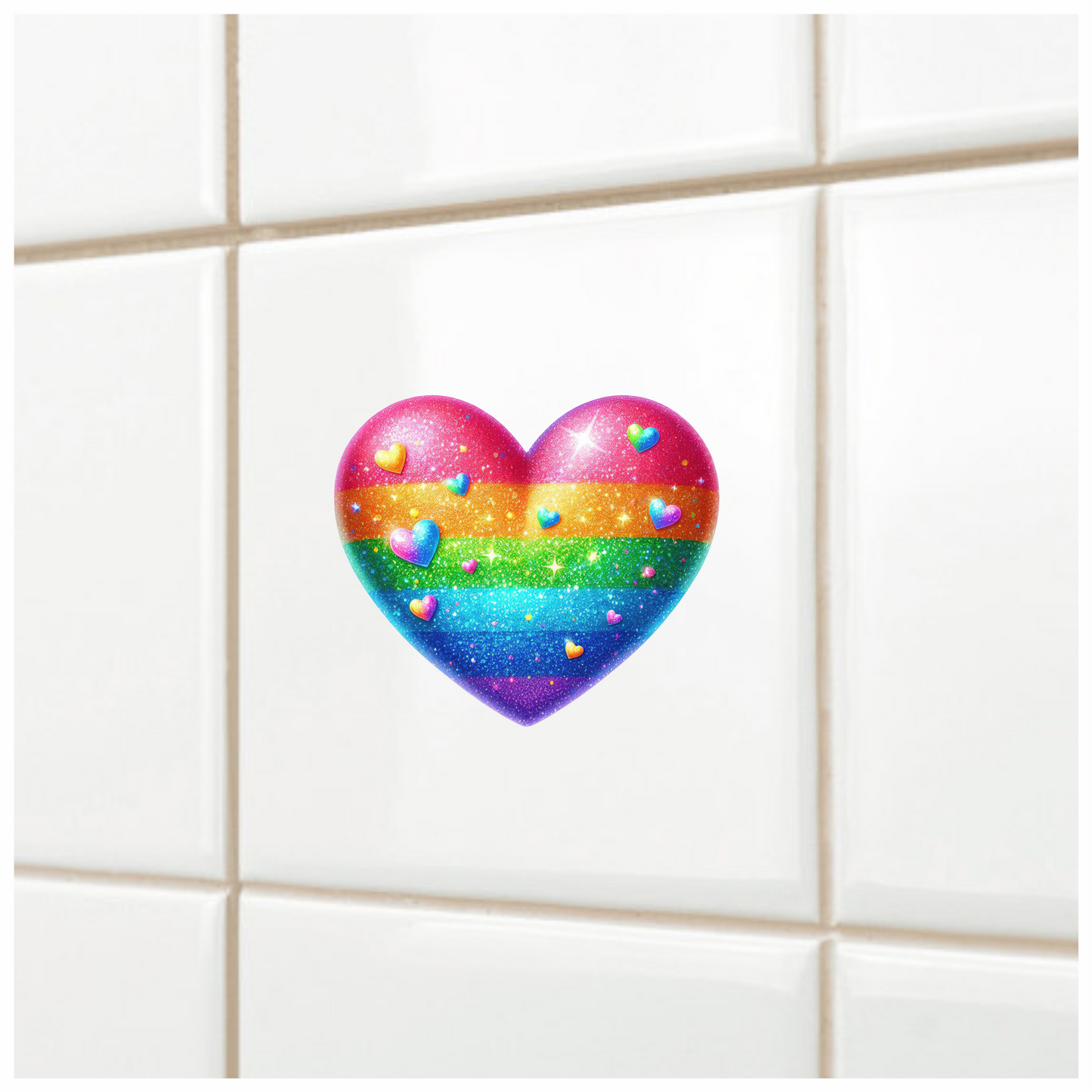Rainbow Heart Sparkles Glitter Vinyl Sticker Decal