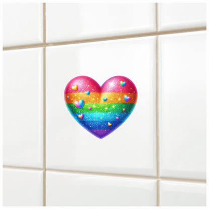 Rainbow Heart Sparkles Glitter Vinyl Sticker Decal