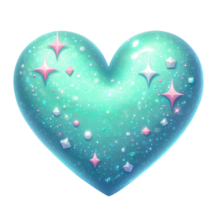 Blue Heart Sparkles Gems Shiny Vinyl Sticker Decal