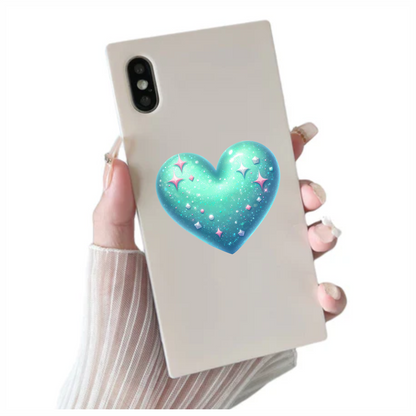Blue Heart Sparkles Gems Shiny Vinyl Sticker Decal