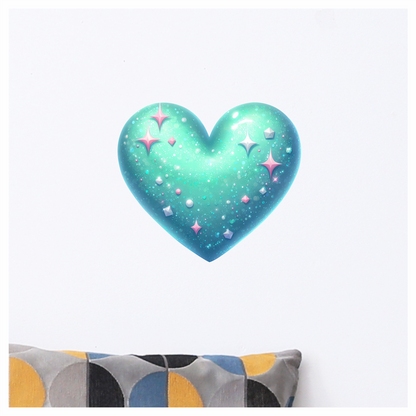 Blue Heart Sparkles Gems Shiny Vinyl Sticker Decal