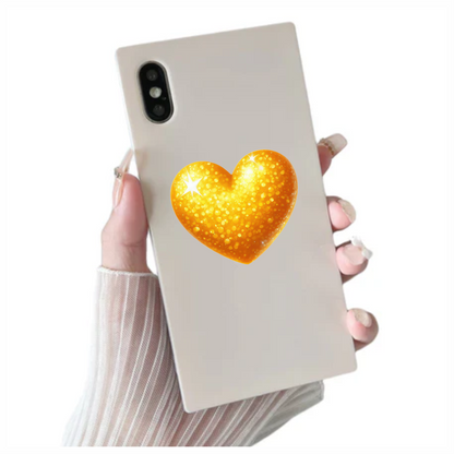 Golden Heart Sparkles Bright Vinyl Sticker Decal