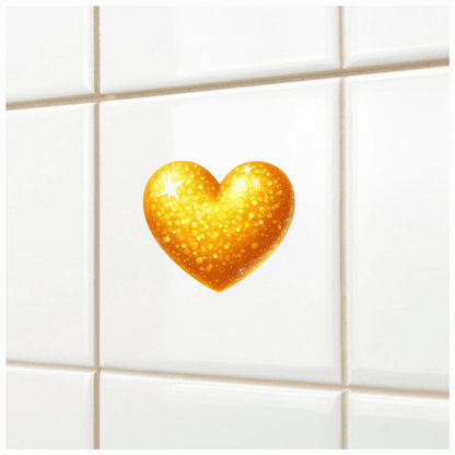 Golden Heart Sparkles Bright Vinyl Sticker Decal