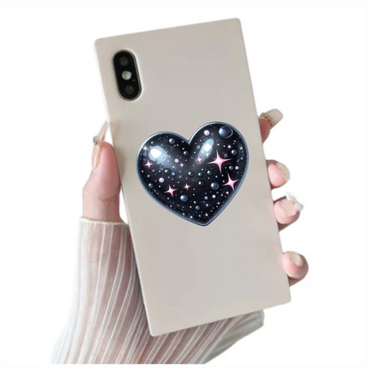 Black Sparkling Heart Shaped Object Stars Vinyl Sticker Decal