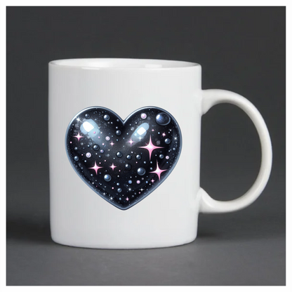 Black Sparkling Heart Shaped Object Stars Vinyl Sticker Decal