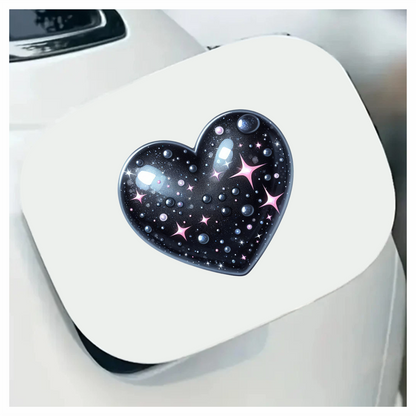 Black Sparkling Heart Shaped Object Stars Vinyl Sticker Decal