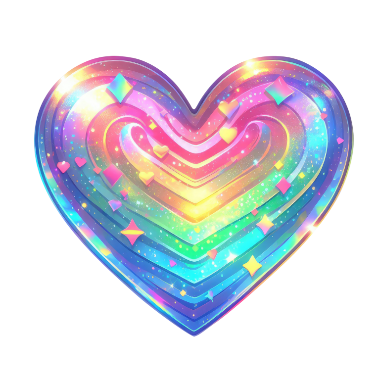 Rainbow Heart Sparkles Shapes Colors Vinyl Sticker Decal