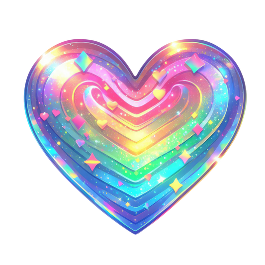 Rainbow Heart Sparkles Shapes Colors Vinyl Sticker Decal
