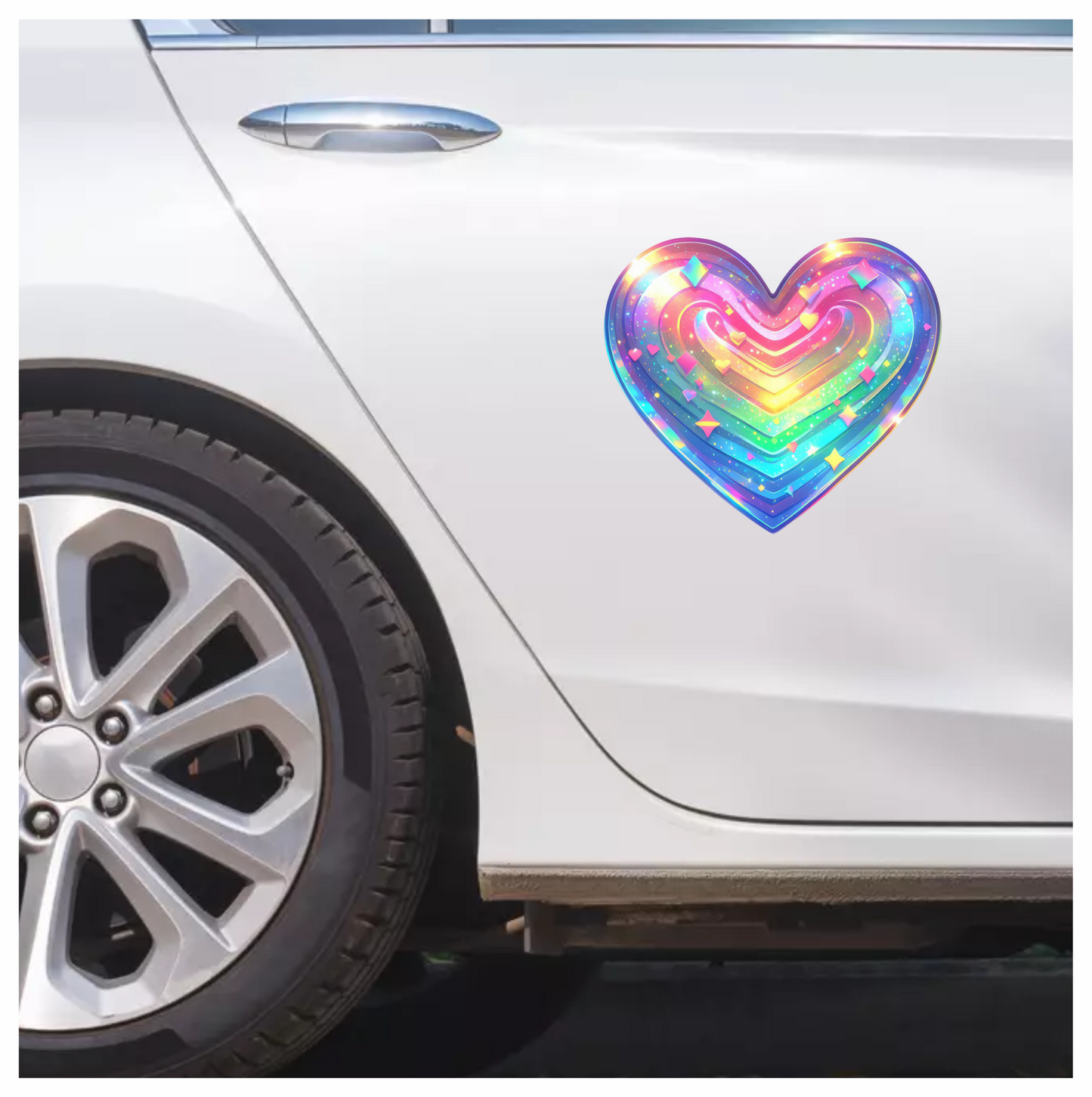Rainbow Heart Sparkles Shapes Colors Vinyl Sticker Decal