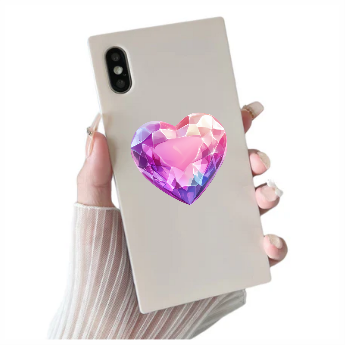Pink Heart Diamond Vinyl Sticker Decal
