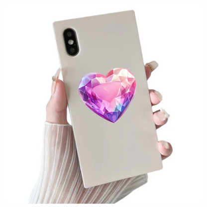 Pink Heart Diamond Vinyl Sticker Decal