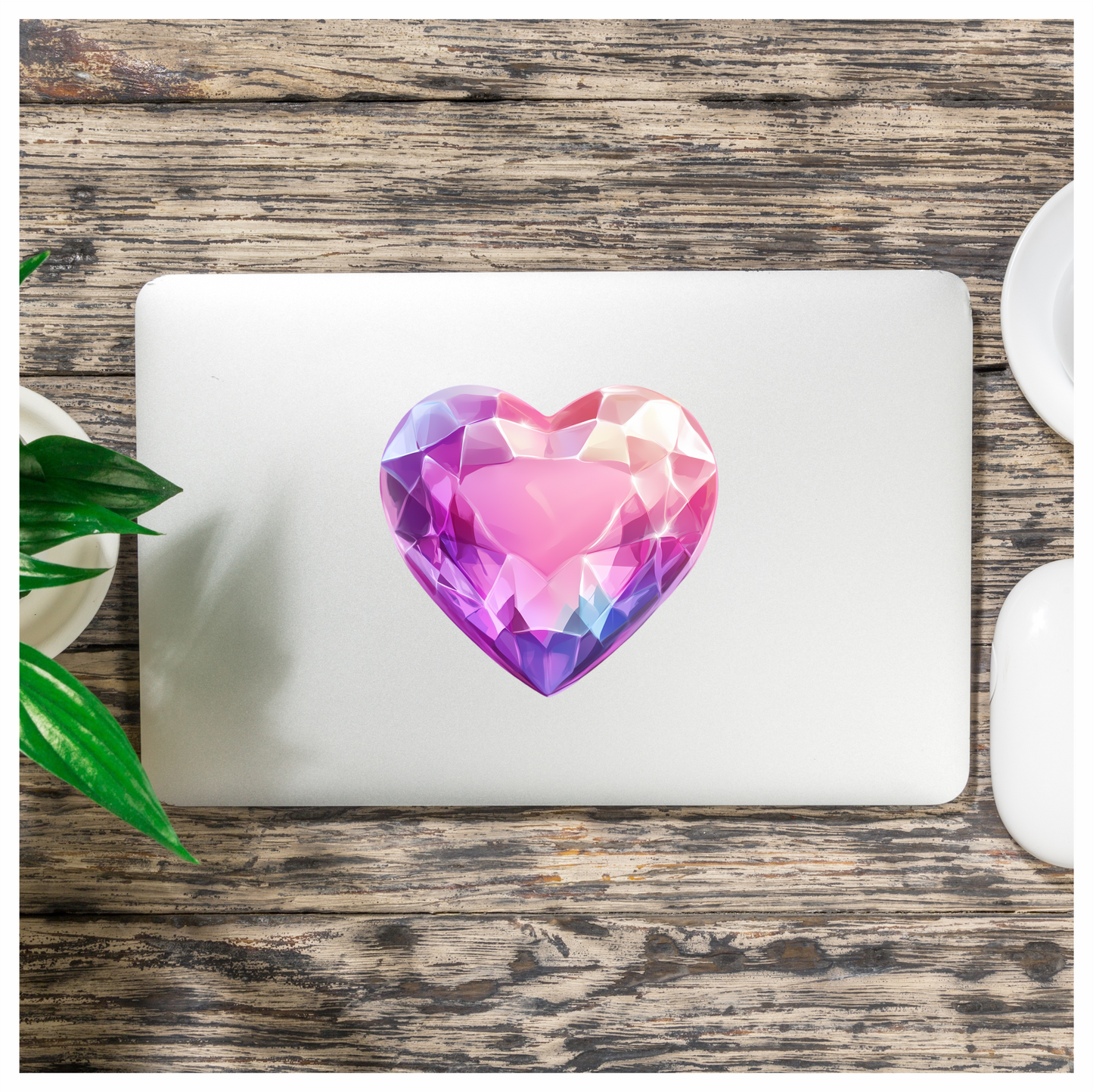 Pink Heart Diamond Vinyl Sticker Decal