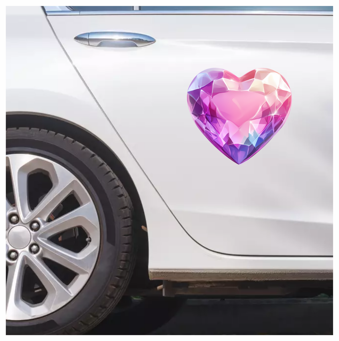 Pink Heart Diamond Vinyl Sticker Decal