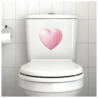 Pink Heart Shiny Smooth Round Shape Vinyl Sticker Decal