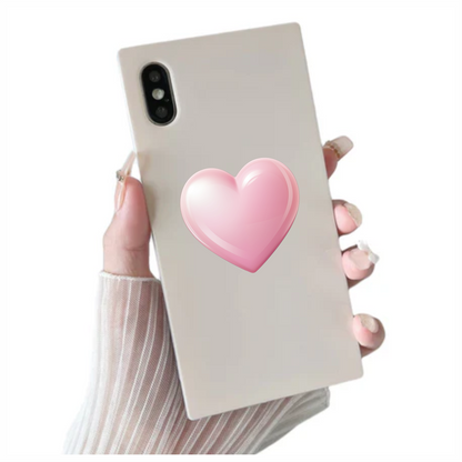 Pink Heart Shiny Smooth Round Shape Vinyl Sticker Decal