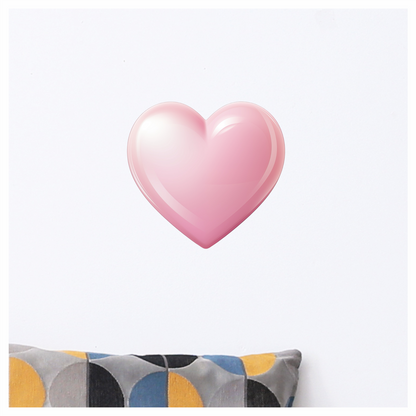 Pink Heart Shiny Smooth Round Shape Vinyl Sticker Decal