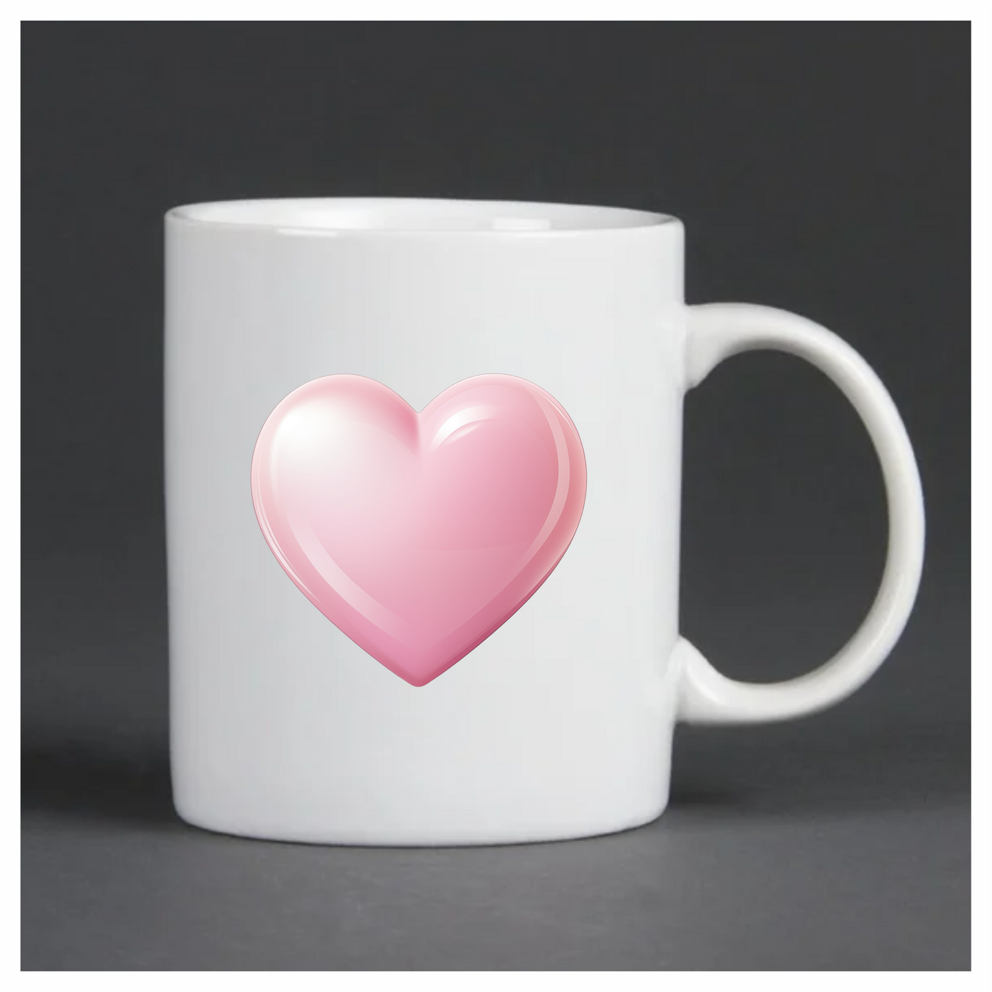 Pink Heart Shiny Smooth Round Shape Vinyl Sticker Decal
