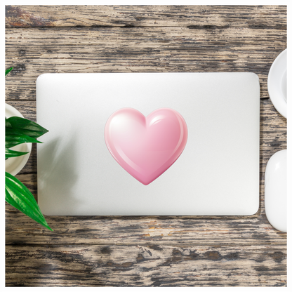 Pink Heart Shiny Smooth Round Shape Vinyl Sticker Decal