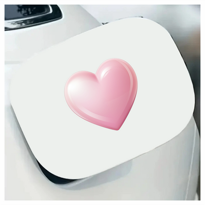 Pink Heart Shiny Smooth Round Shape Vinyl Sticker Decal